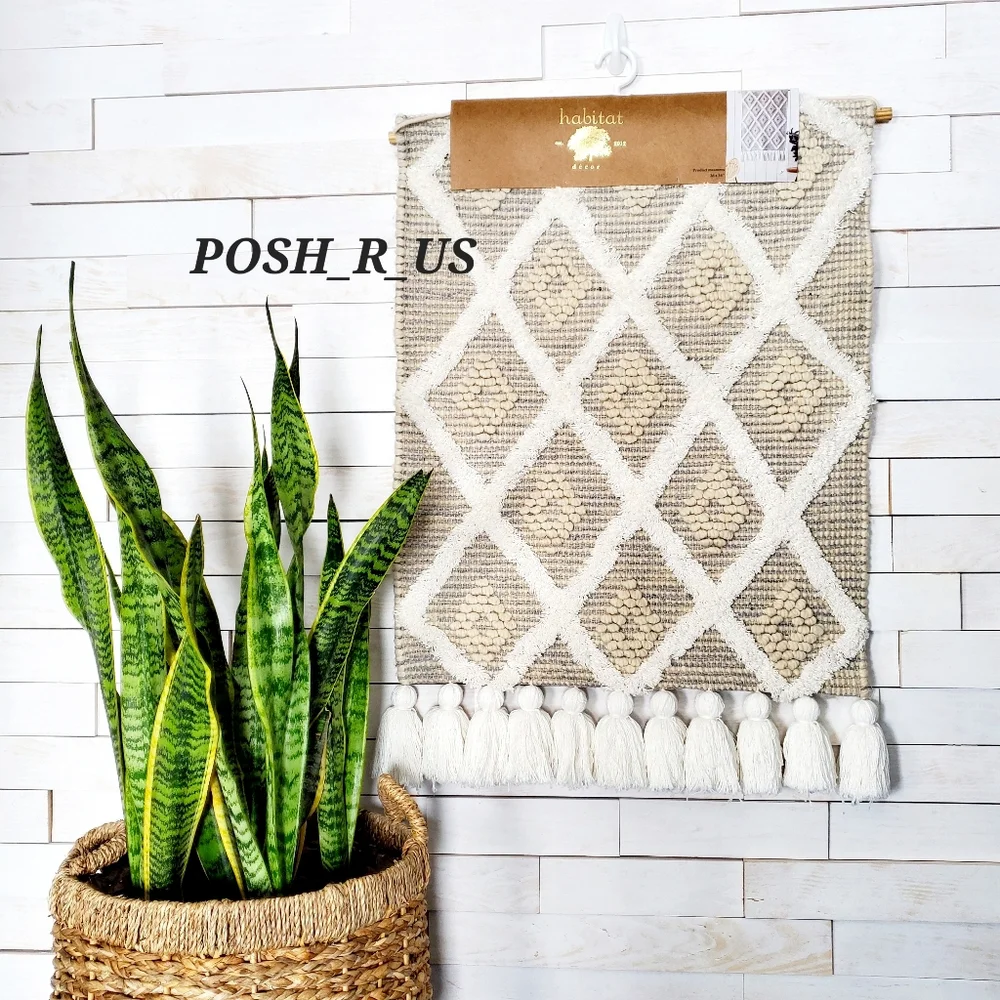 Habitat Decor Diamond Wool & Jute Wall Tapestry